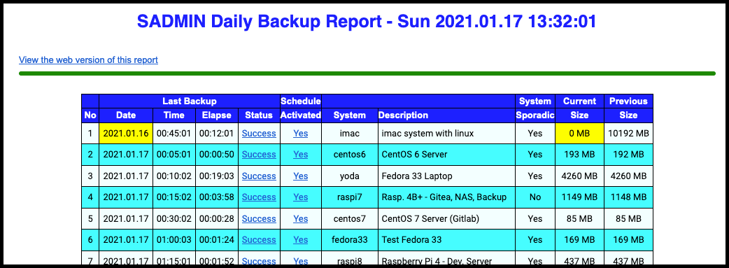 Daily Backup Report Example