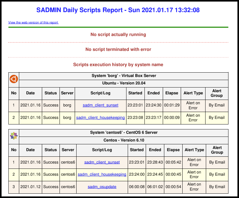 Daily Script Report Example
