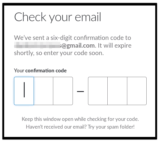 Enter email for Slack